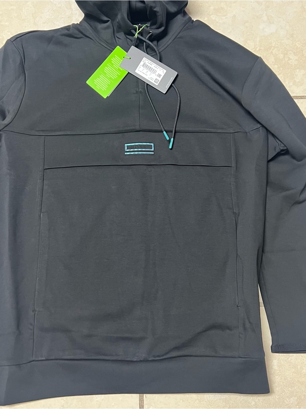 Boss Black Hoodie with Teal Accents